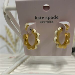 Kate Spade Gold and White Scalloped Earrings